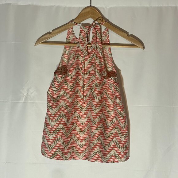 O'NEILL Woven Adjustable Tie Top Boho High Neck Strappy Coral/Khaki Small - Picture 2 of 6